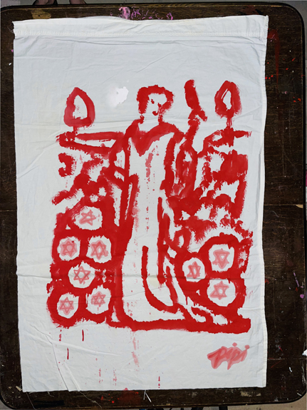 bloodbath / garden / 3’ x 4’ ft / painting on white sheet