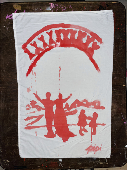 bloodbath / marriage / 3’ x 4’ ft / painting on white sheet
