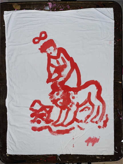 bloodbath / strength / 3’ x 4’ ft / painting on white sheet