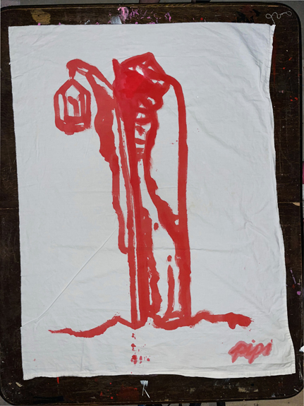 bloodbath / hermit / 3’ x 4’ ft / painting on white sheet
