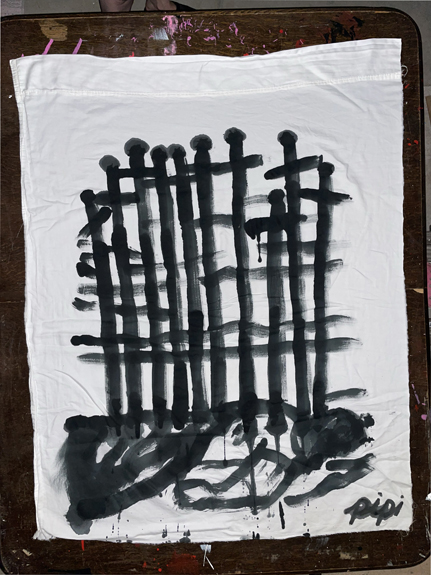 paint it black / you are dead to me / 3’ x 4’ ft / painting on white sheet